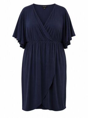 Torrid Navy Blue Plus Size Faux Wrap Midi Dress Size 3